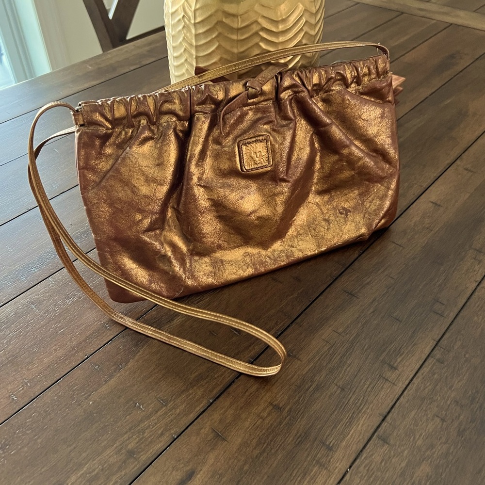 Anne Klein Vintage Clutch Purse Gold and Bronze Metallic